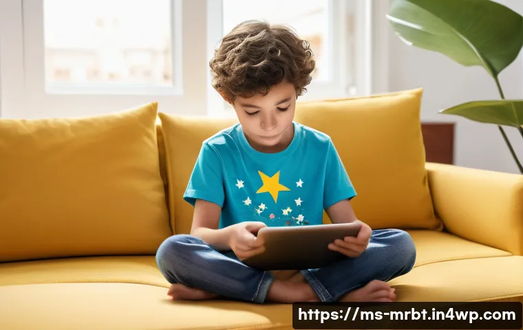 알파세대와 온라인 리뷰의 영향력 - **Prompt:** A curious Generation Alpha child, approximately 9 years old, sits comfortably on a plush...